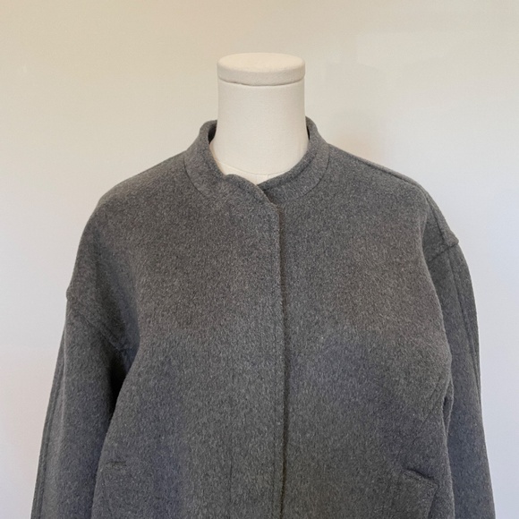Abercrombie Fitch Gray Wool Blend Bomber Jacket Womens M Minimalist Streetwear - Picture 2 of 9